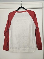 Women’s S White/Red Raglan Crewneck Pullover Sweatshirt Christmas Gnome