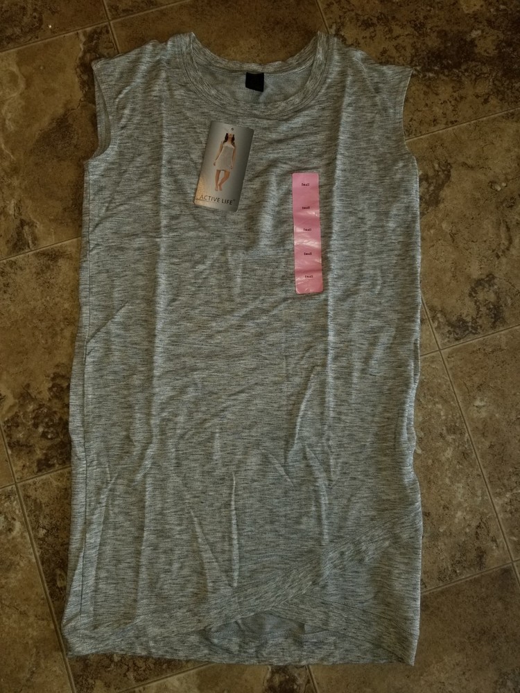 New Womens Active Life Tunic Cap Sleeve Dress Sweatshirt Black Gray Pink Blue