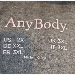 Any Body Pullover Athletic Top Plus Size 2X Dark Grey