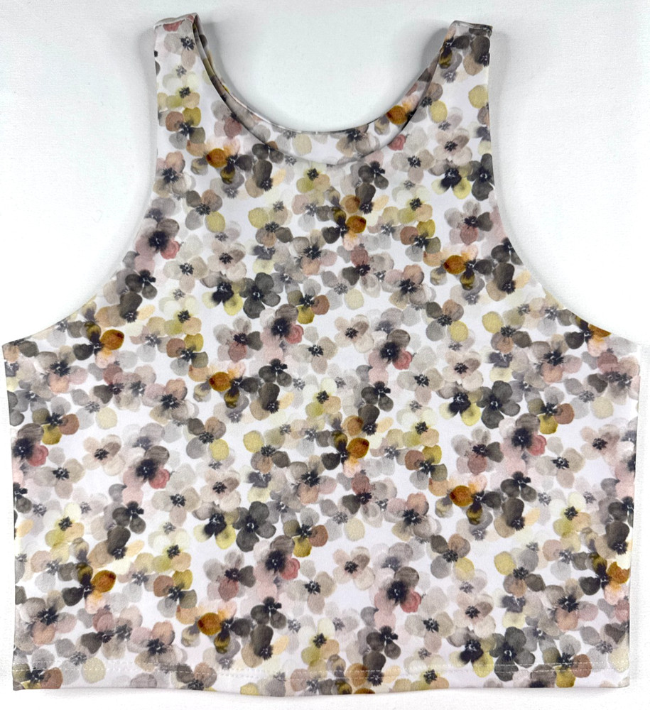 Becco Tank Top Women’s Multicolor Floral High Neck Cropped Size S