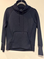 Athleta Jacquard Elevation Sweatshirt Womens XS Blue Funnel Neck Workout Cozy