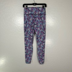 L Space Leggings Womens Medium Pink Blue Floral Compression Gym Workout 27.5″