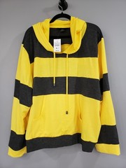 NEW ASHLEY STEWART hoodie sweatshirt 26/28 ZIP UP YELLOW GRAY BUMBLEBEE LOUNGE