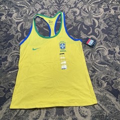Women’s Nike Yellow Brazil Brasil Soccer Crest Tank Top Size Large New