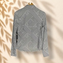 Tommy Bahama Activewear Top Women M Medium White Striped Zipper Long Sleeve