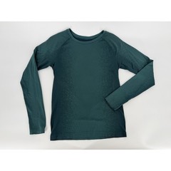 Athleta Momentum Seamless Long Sleeve Top Dark Teal Green Thumbholes Womens S