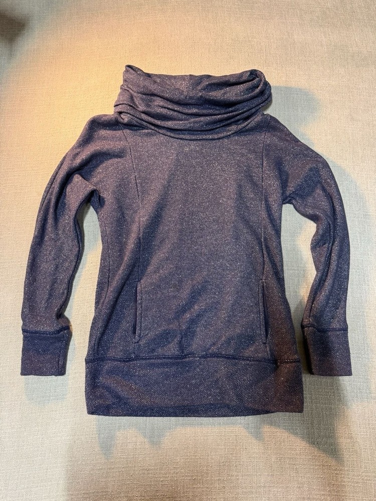 Aerie Sparkle Navy Blue Cowl Neck Pullover Sweater Women’s Size XS