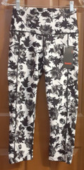 Rrosseyz Sportswear Black and White Floral Yoga Pants With Pockets Misses XS NWT