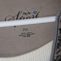 Y2K Grunge Hoodie Womens PL Tan Paisley Quarter Zip 3/4 Sleeve Top Fleur de Lis