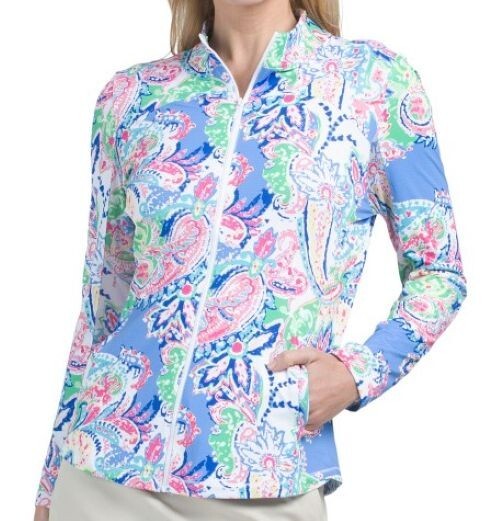 NWT X by GOTTEX Periwinkle Petra Paisley Golf Tennis Long Sleeve Jacket M L & XL