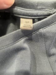 T Tahari Women Navy Blue Banded Sweatshirt s small Soft Cropped Boxy Fit
