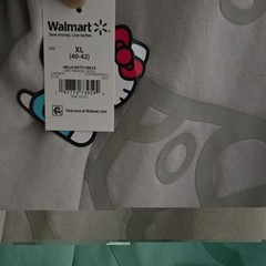 Hello Kitty Circle Graphic Logo Gray Pullover Fleece Hooded Hoodie Womens XL