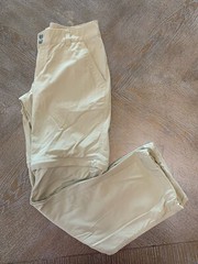Columbia Beige Convertible Hiking Pants Sz 10PZip Off Waist 33” Inseam 29” Nylon