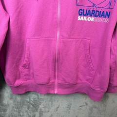 Sailor Moon Zip Hoodie Womens XXL Pink Pretty Guardian Anime Graphic Sweatshirt