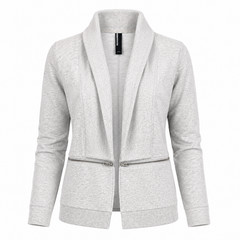 Mondetta Women’s Size M Grey Drape Collar Double Zip Athleisure Jacket
