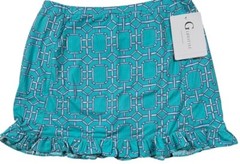 NWT Gottex LifeStyle Golf Skirt Stained Glass Carribean Turq XS S M Printed H1