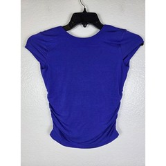 Blogilates Love Story Cap Sleeve Ruched Tie Back Top Royal Blue Size XS