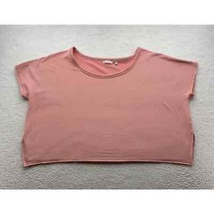 Athleta Unwind Sweatshirt Womens XL Pink Oversized Cropped Cap Sleeve Boxy Soft