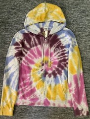 Victoria’s Secret Pink Tie Dye Full Zip Hoodie Heather Stone Gray Dahlia L XL