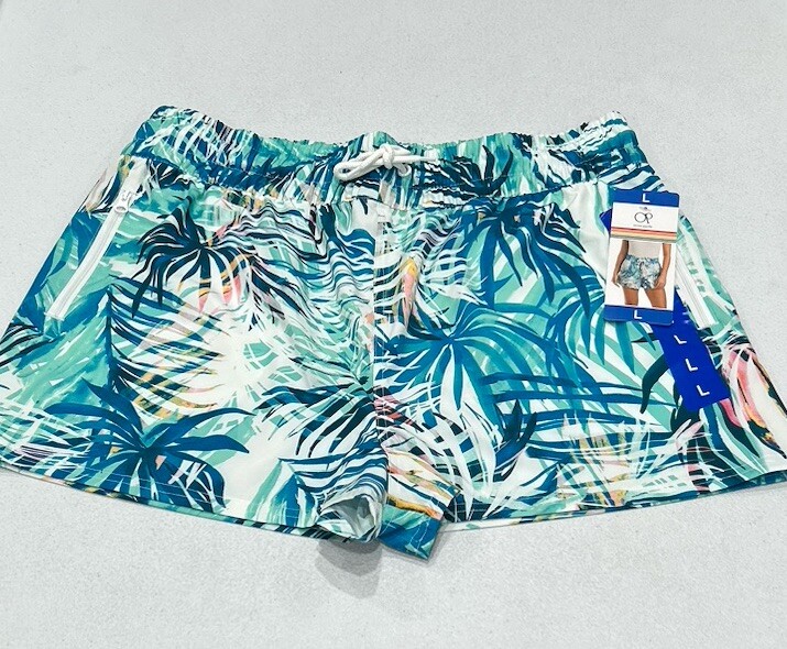 Ocean Pacific Women’s Drawstring with 3 Zipper Pockets Shorts, Multi, Size L