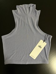 Alo Yoga Ribbed Sea Coast Cropped Turtleneck Tank Top New With Tags Size Small