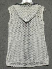 Altered State Womens S White Sheer Hoodie Vest Coverup Boho Chic Athleisure