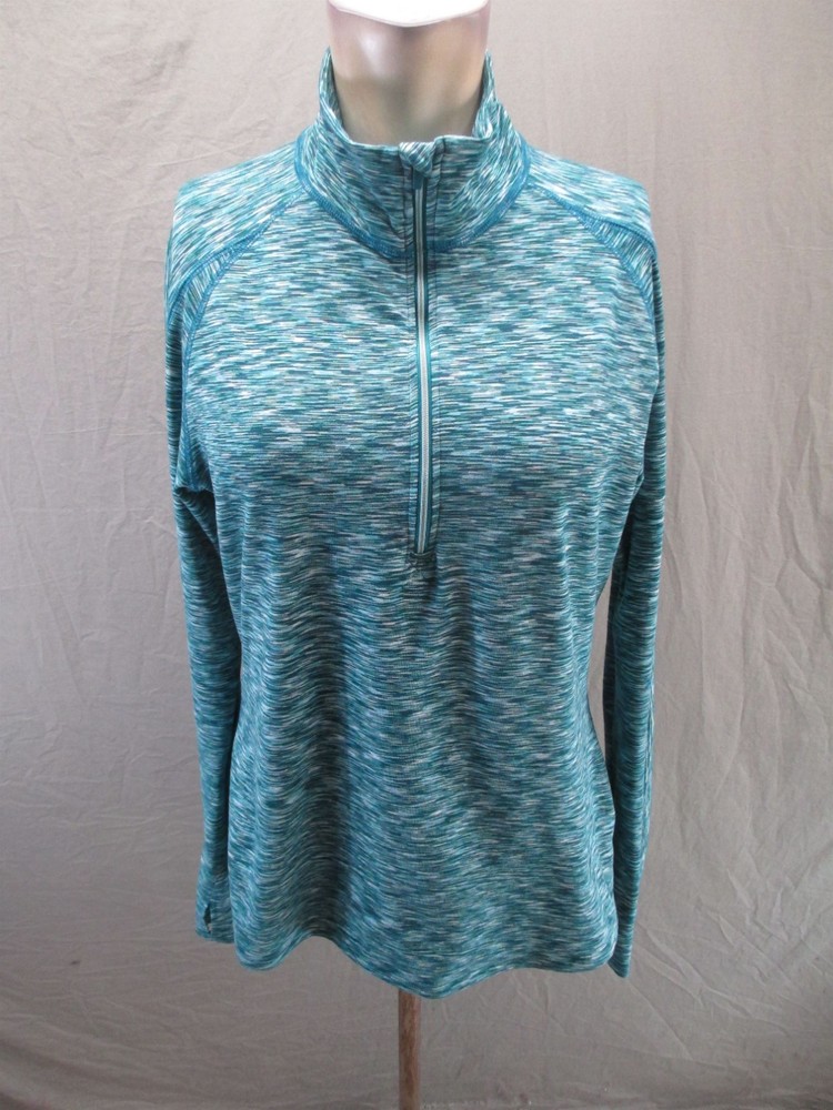 Athleta Size M Womens Multicolor 1/2 Zip Trumb Hole Stretch Sport Pull Over 194