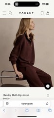 Varley Hawley Half Zip Sweat $150 MSRP Women’s Size Medium Chocolate Walnut