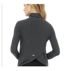 NWT Alo Yoga Embrace Long Sleeve Turtleneck Top Solid Dark Gray Women’s M W3496R