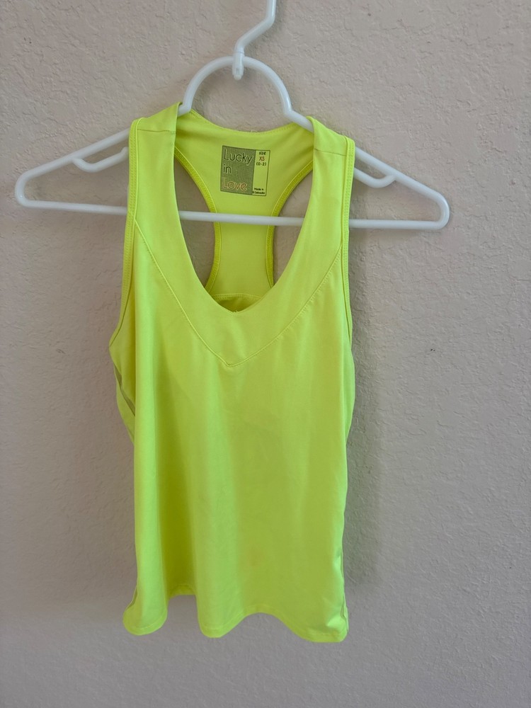 Lucky in love tennis top neon yellow with shelf bra