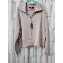 Members Mark Womens Sandwash Half Zip Pullover Mauve Pink Sweatshirt XXL New 632
