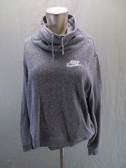 Nike Size M Womens Gray Cotton Blend Cowl Neck Activewear Athletic Pull Over 543