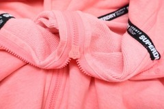 Superdry Sport Sweatshirt Womens EU 38 Pink Hooded Full Zip Pocket Drawstring Logo