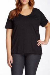 NWT Z By Zella Women Plus 2X Black Scoop Neck Short Sleeve Solid Activewear Tee
