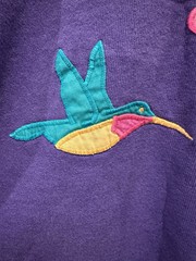Hanes Vintage Hummingbird Embroidered Collared Sweatshirt Size Medium rare