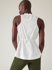 Athleta Boundless Tank White Ruffle Neck – Breathable Size Small