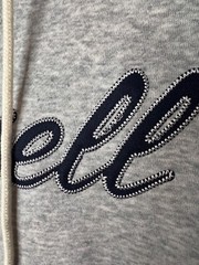 Russell Womens HOODIE S Heather Gray Embroidered Logo Quilted Pocket NEW