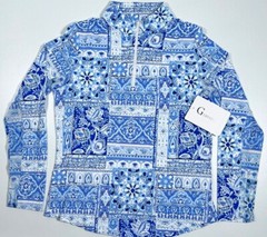 Gottex LifeStyle UPF 1/4 Zip Long sleeve Pullover Geo Printed S M L XL Blue B1