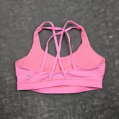 Lululemon Sports Bra Womens 12 Pink Strappy Crossback Yoga Athletic Gym Top