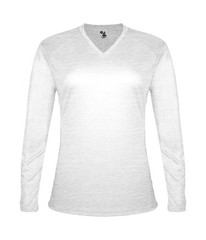 Badger 496400 Womens Long Sleeve Performance Athletic Tri-Blend V-Neck T-Shirt