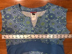 The North Face Cap Sleeve Activewear Blue & Lime Green Stretch Comfort Top Sz M