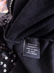 Vintage Y2K BCBG MaxAzria Black Sequin Fleur-de-Lis 95% Cotton Hoodie Sz L Glam