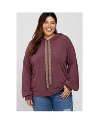 7th Ray Boutique Purple Cheetah Print Hooded Sweatshirt Size 1X