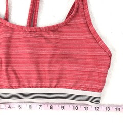 Sports Bra Women Medium Red White Striped Multi Straps Active Yoga Gym