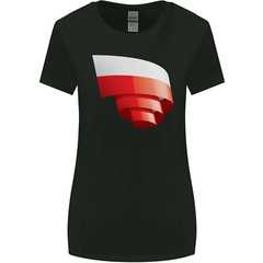 Curled Poland Flag Polish Day Football Womens Wider Cut T-Shirt