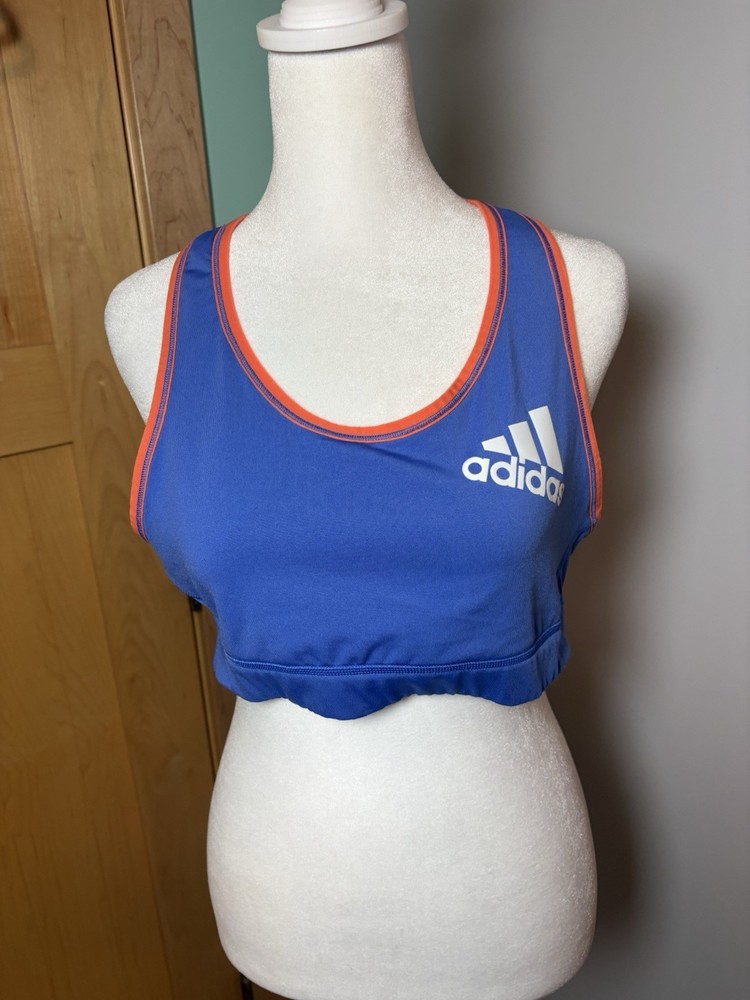 Adidas Sports Bra Womens Large Blue Orange Climalite Racerback NWT Athletic