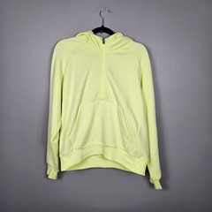 Athleta Women Medium Tall Forever Fleece 1/2 Zip Hoodie Pullover Lime Yellow