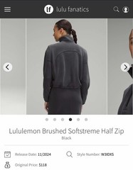 NWT Lululemon Brushed Softstreme Half Zip Black BLK Size 4