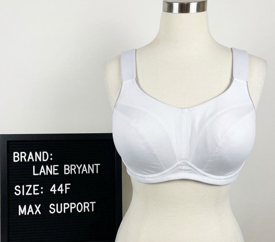 Livi Active Lane Bryant Sports Bra Max Support Underwire 44F White Grey Cacique