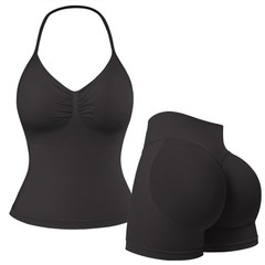 2 Piece Workout Sets Women Tank Top High Waist Booty Lifting Shorts Gym Active